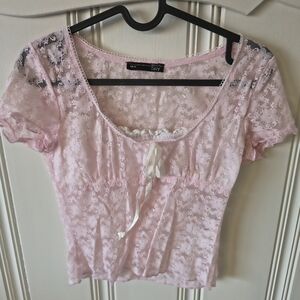 Dazy Pink Lace Crop Top